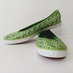 Keds Eleanor Women's Green Stripe Koala Bear Canvas Skimmers Size 9